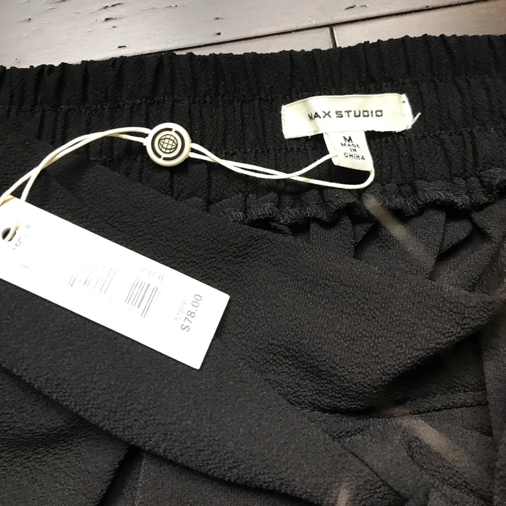Black front tie flowy Max Studio skirt - Picture 5 of 7